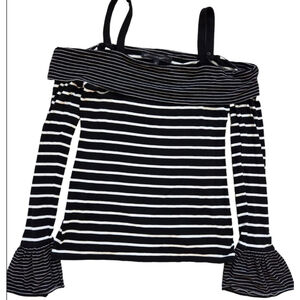 Women's WHITE HOUSE BLACK MARKET Long Sleeve Tee XS Black & White